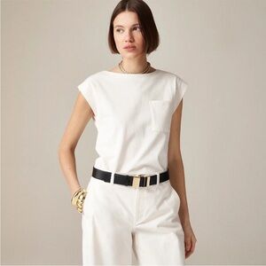 J. Crew Cream Mariner Jersey Muscle Pocket Tee S NWT